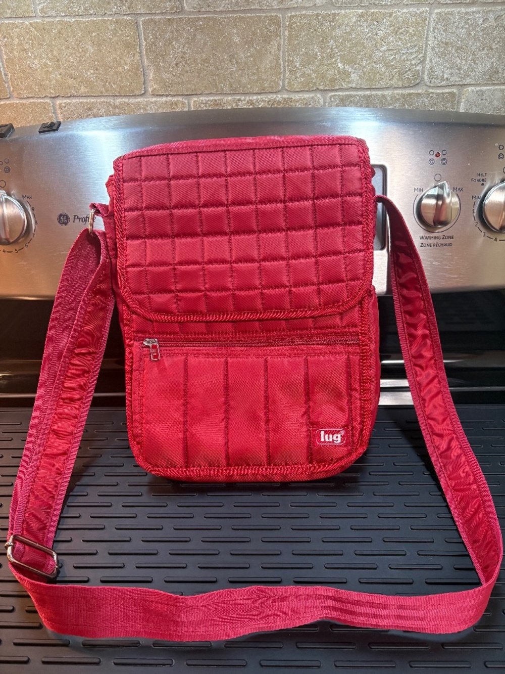 Lug Compact Crossbody Red Quilted Bag